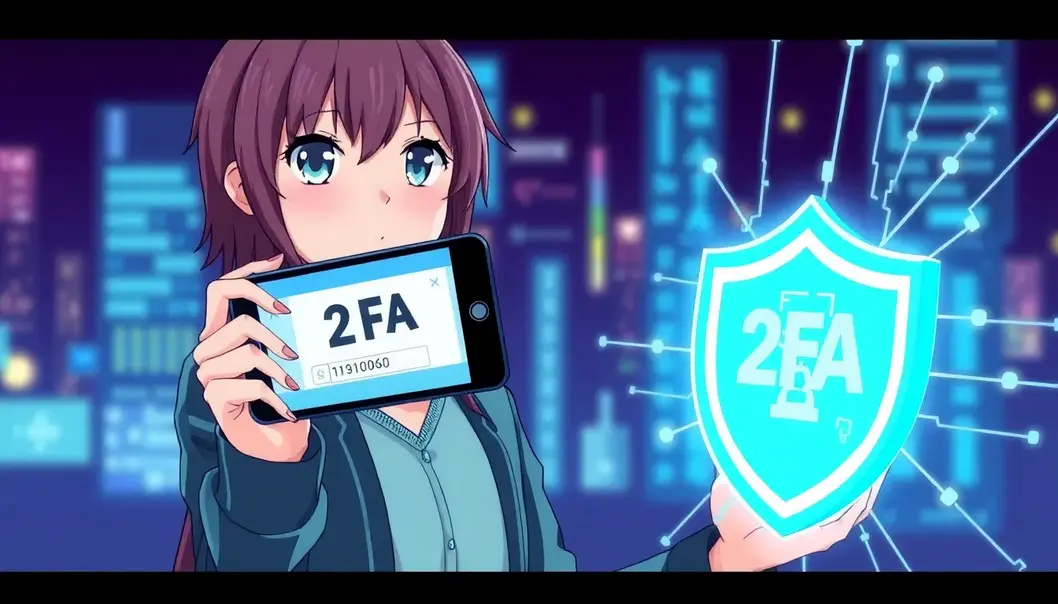 Anime characters securing their digital fortress with strong passwords and magical symbols.